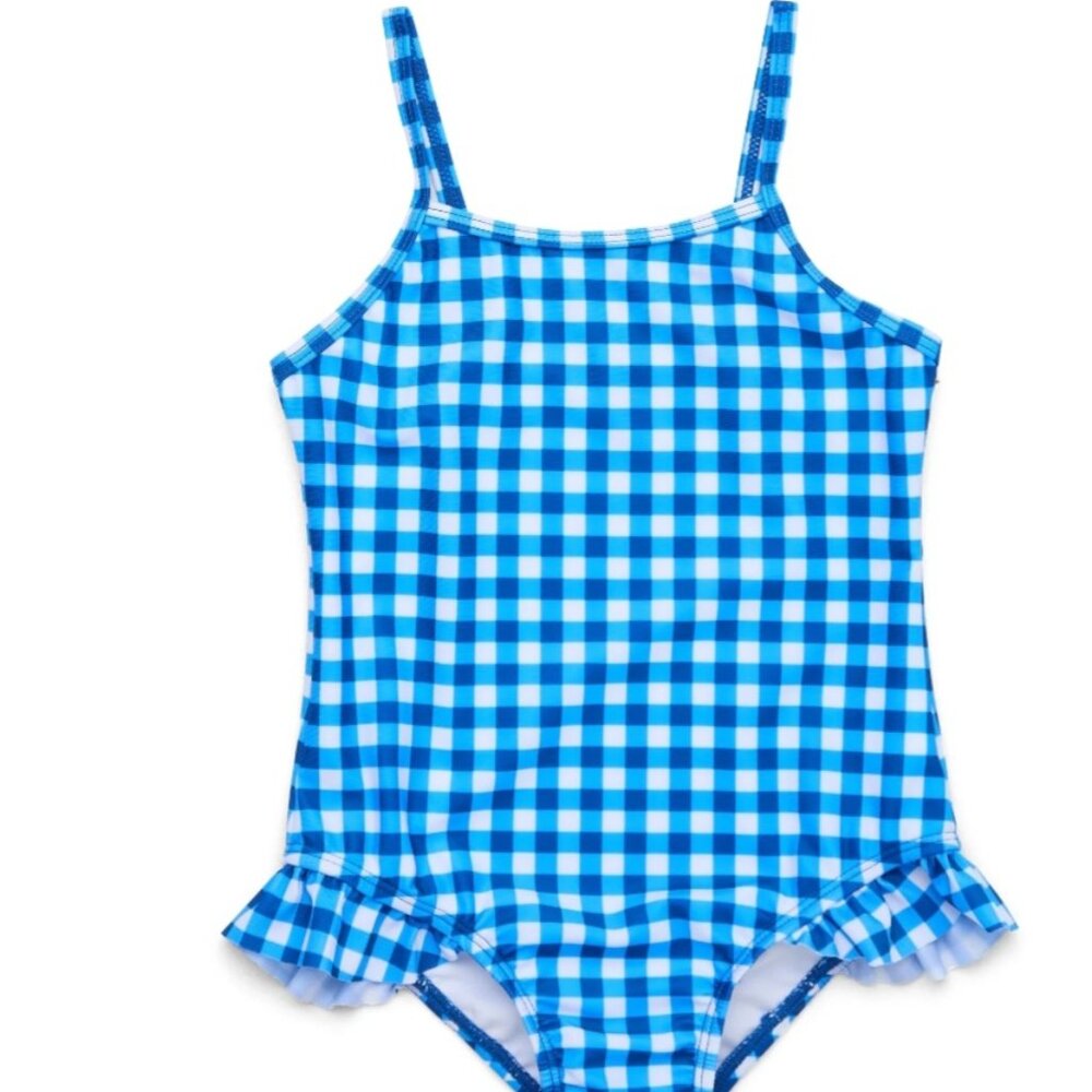 Wonder Nation Toddler Girl 1pc Ruffle Gingham Print Swimsuit | NWT | Sz 5T